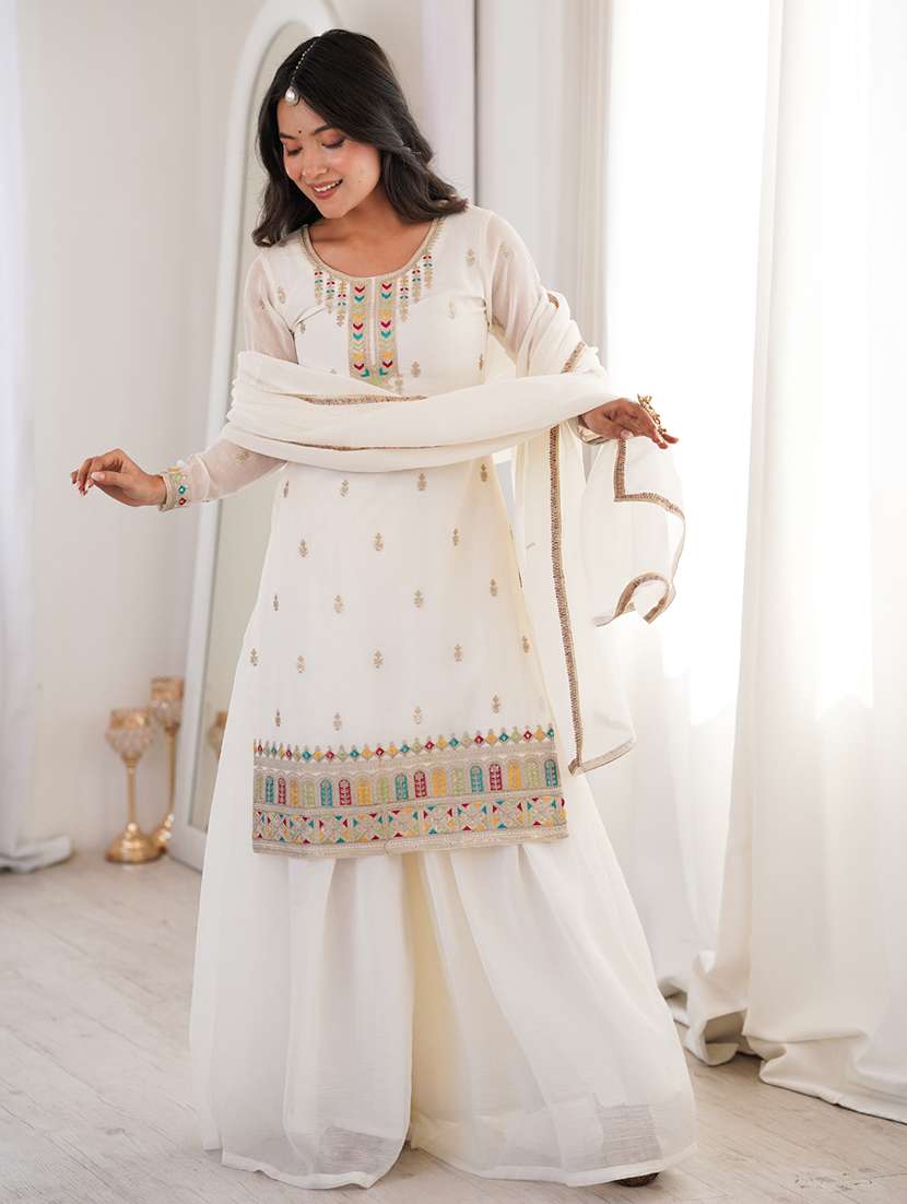 Women Embroidered Long Sleeves Kurta Palazzo Set With Dupatta - 22595398 -  Standard Image - 5