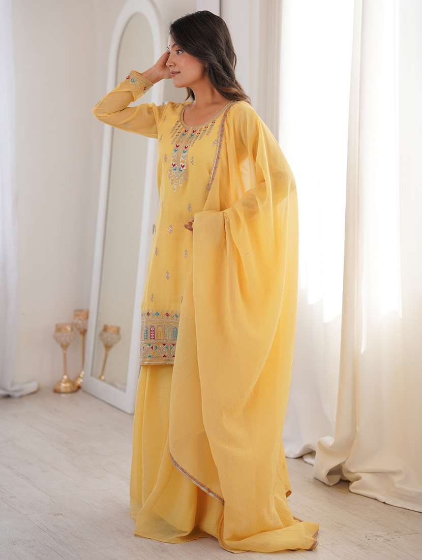 Women Embroidered Long Sleeves Kurta Palazzo Set With Dupatta - 22595399 -  Standard Image - 3