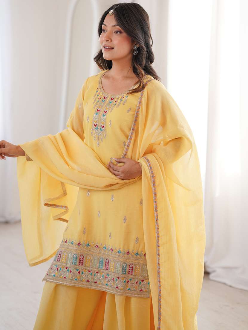 Women Embroidered Long Sleeves Kurta Palazzo Set With Dupatta - 22595399 -  Standard Image - 5
