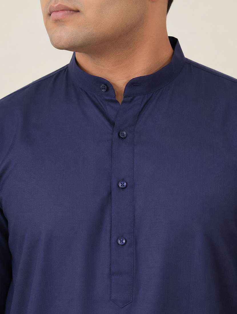 Men Solid Mandarin Neck Long Kurta - 22595427 -  Standard Image - 5