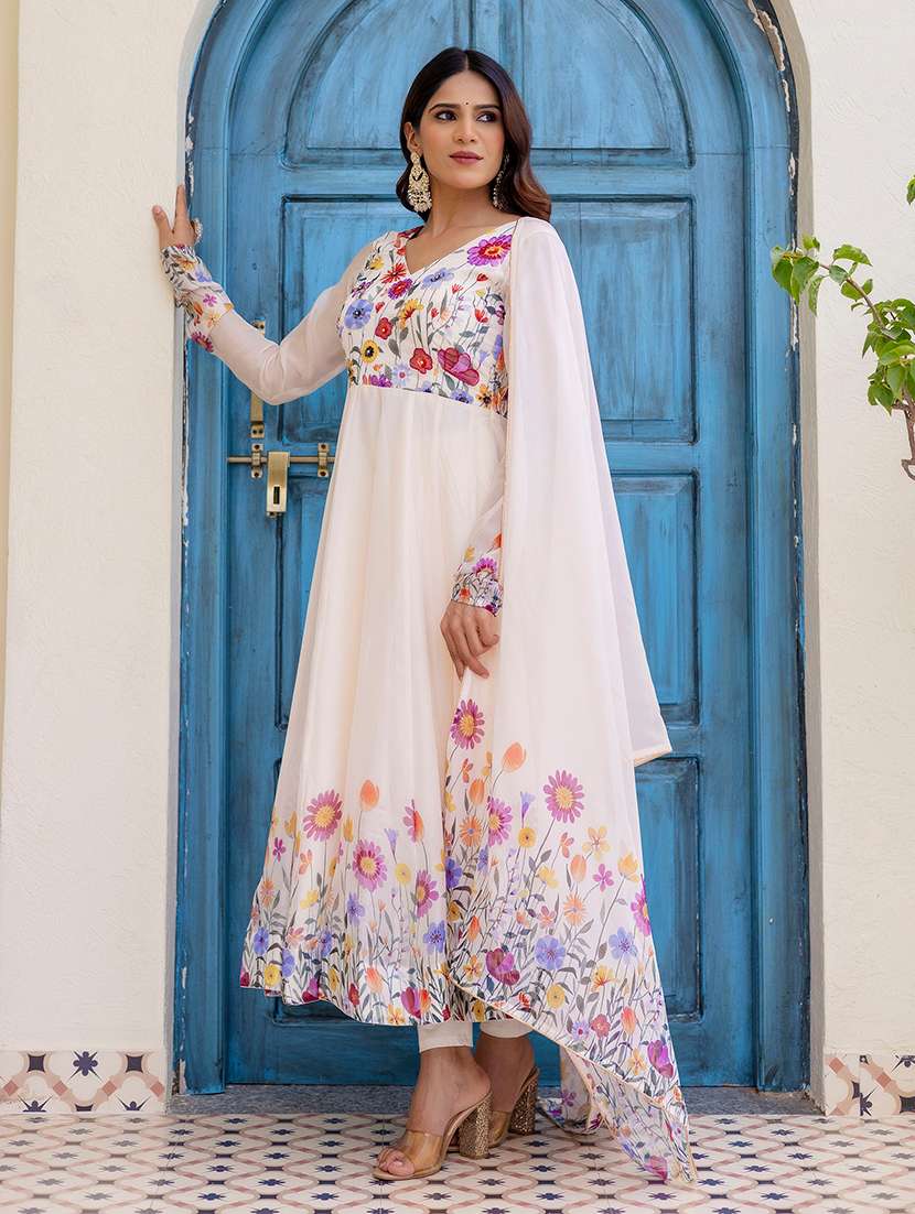 women printed long sleeves kurta pant set with dupatta - 22595439 -  Standard Image - 5