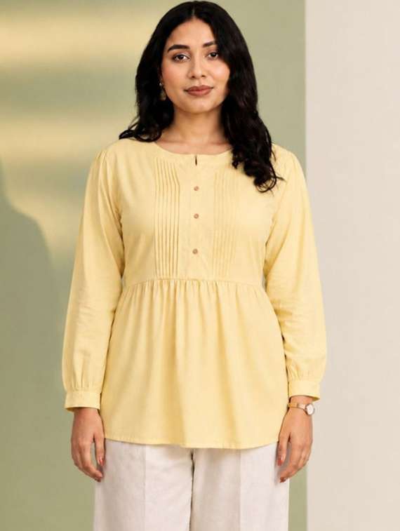 women solid long sleeves peplum top
