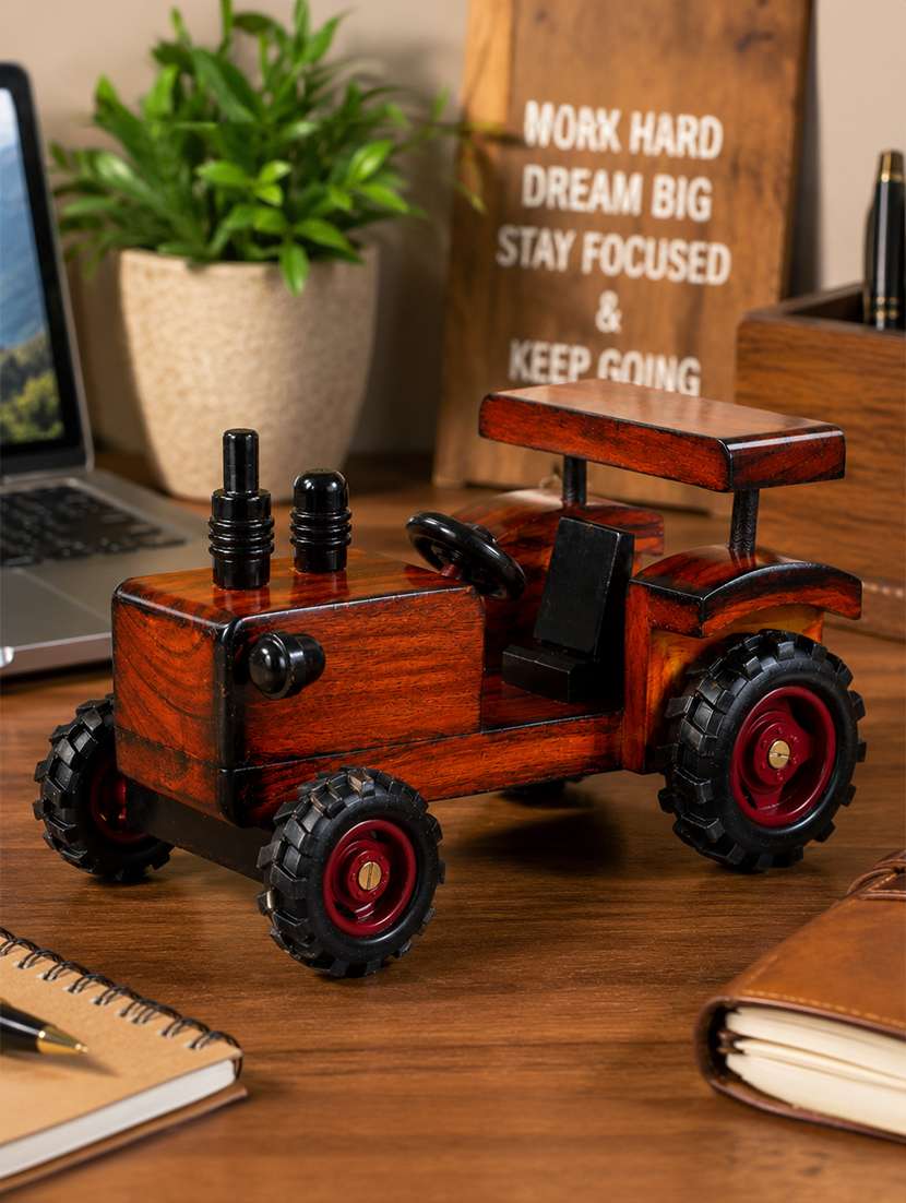 handcrafted wooden tractor showpiece for home & office decor