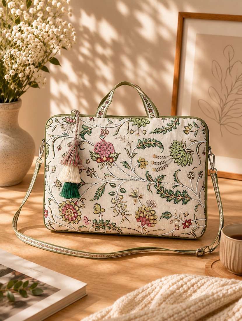 women embroidered regular laptop bag