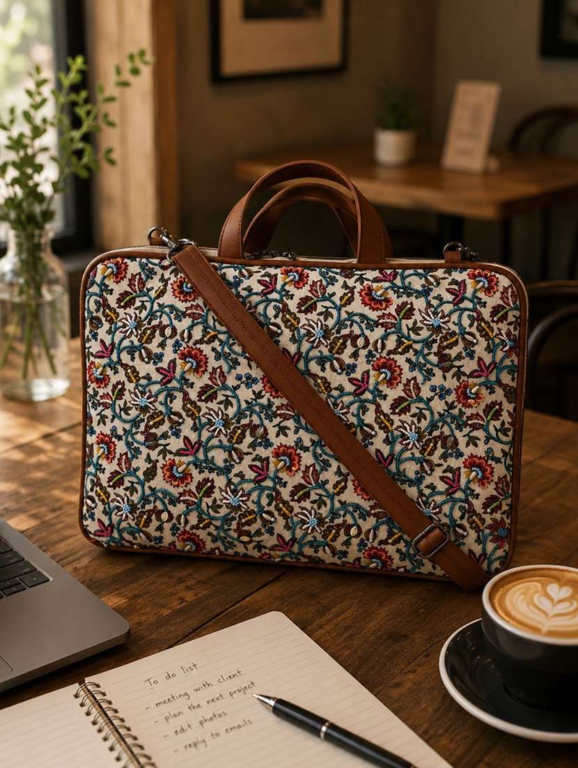 women embroidered regular laptop bag