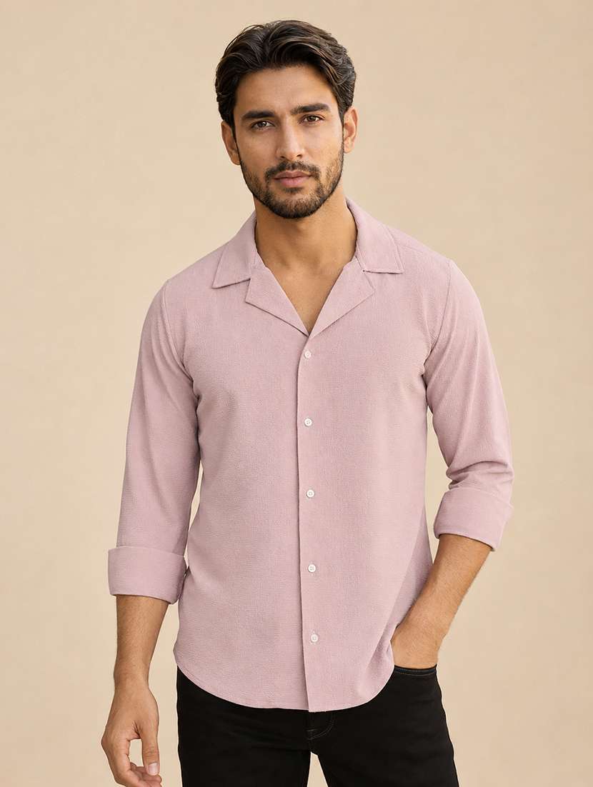 men solid long sleeve regular fit casual shirt