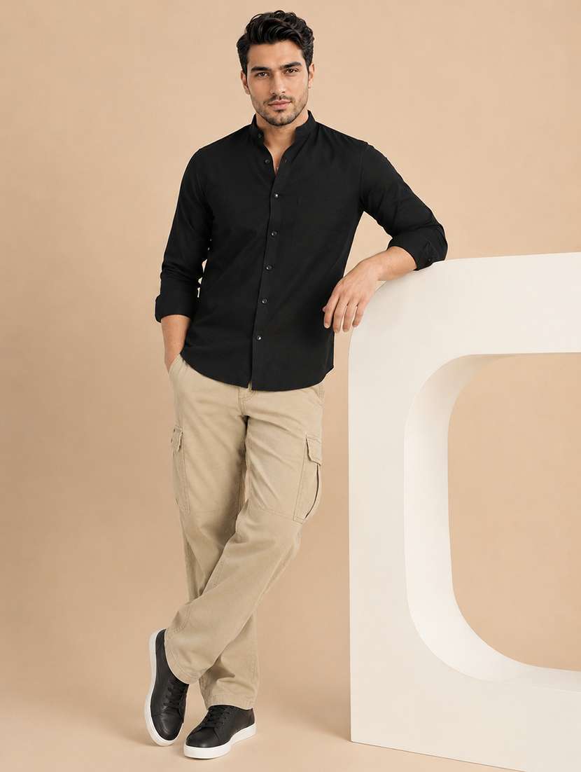 Men Solid Long Sleeve Regular Fit Casual Shirt - 22595580 -  Standard Image - 5