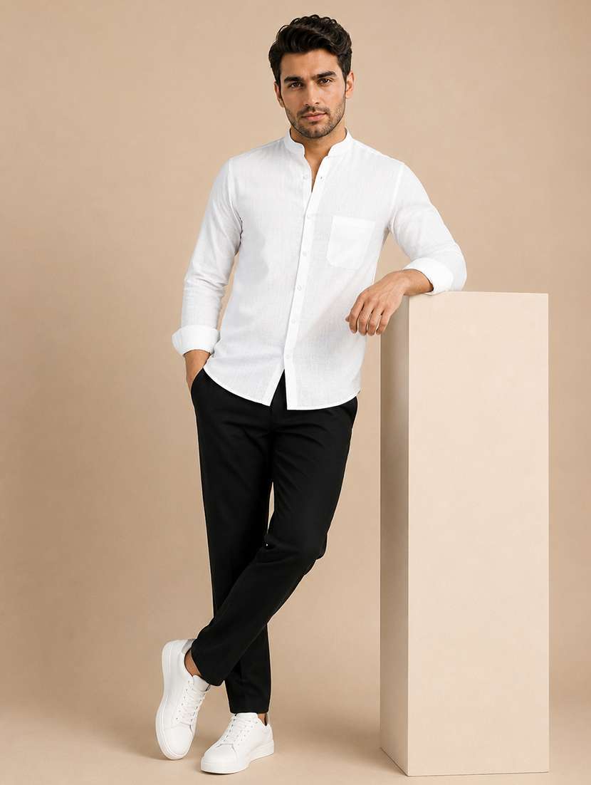 men solid long sleeve regular fit casual shirt - 22595581 -  Standard Image - 5