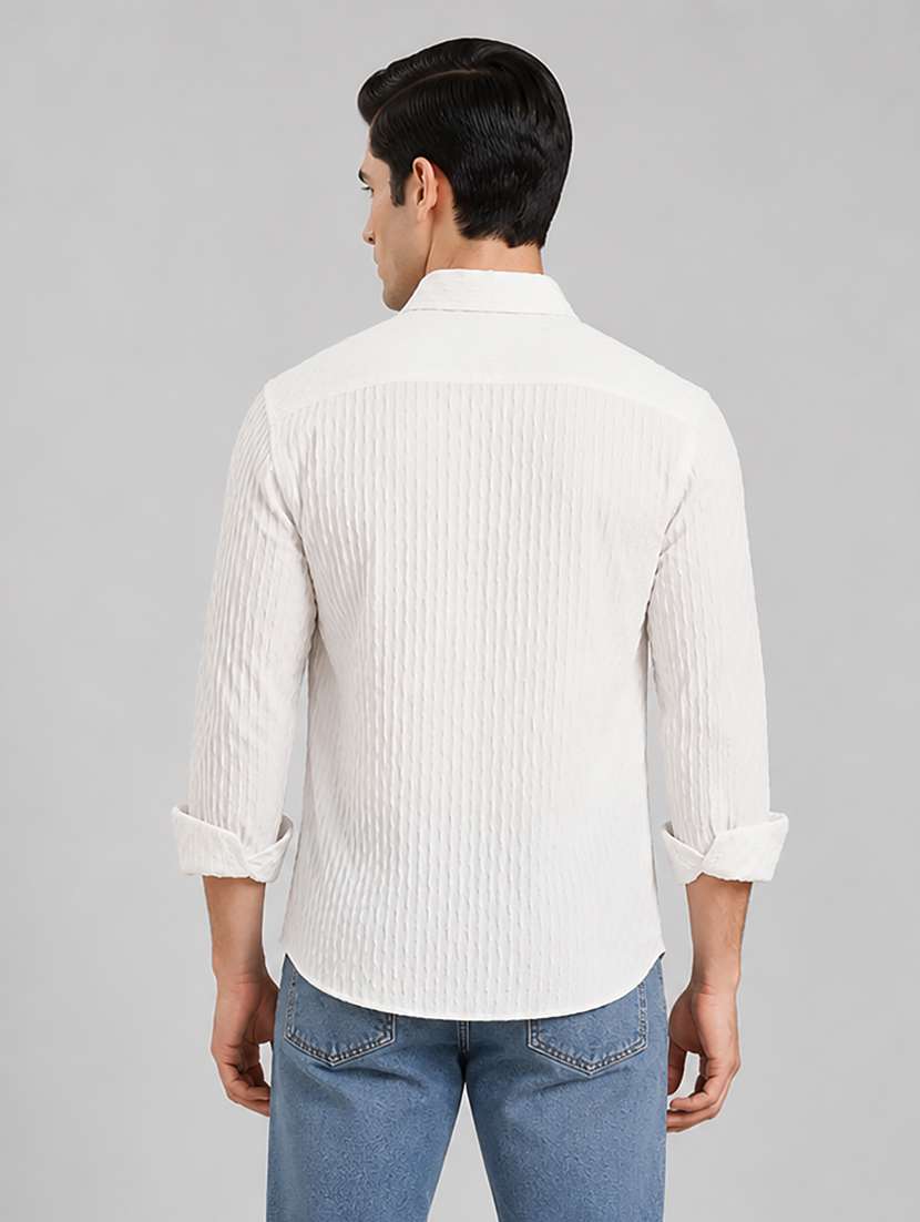 men self design long sleeve regular fit casual shirt - 22595600 -  Standard Image - 3