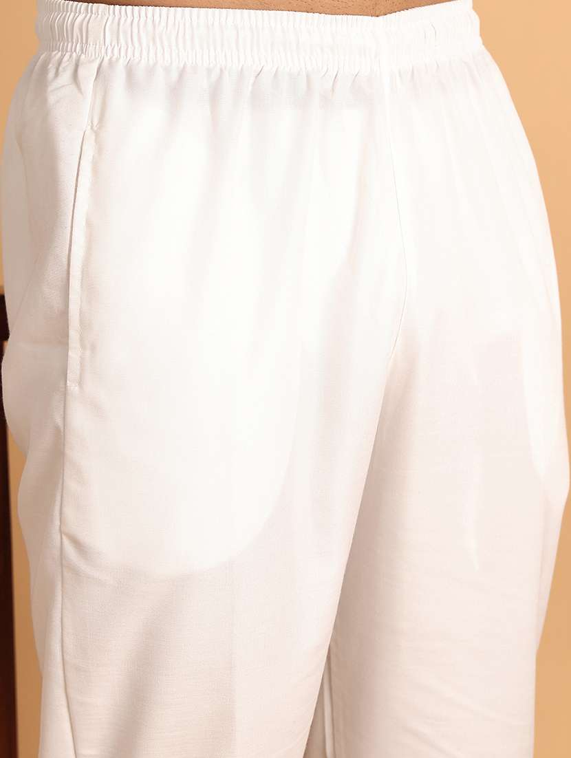 Men Solid With Work Mandarin Neck Kurta Pyjama With Jacket Set - 22595790 -  Standard Image - 5