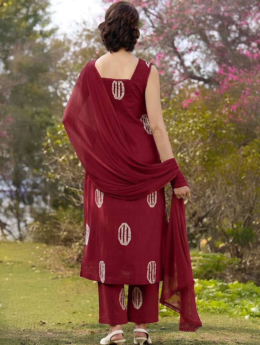 women printed sleeveless kurta pant set with dupatta - 22595914 -  Standard Image - 3