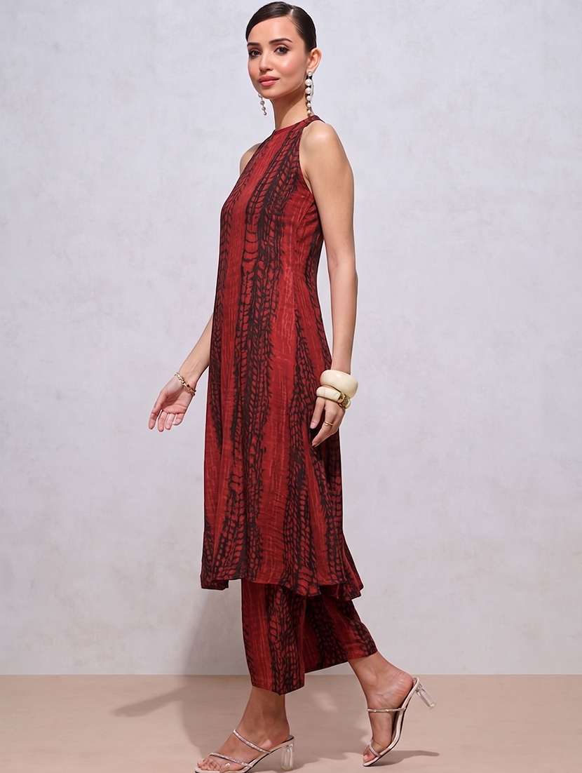 women printed sleeveless kurta pant set - 22595920 -  Standard Image - 3