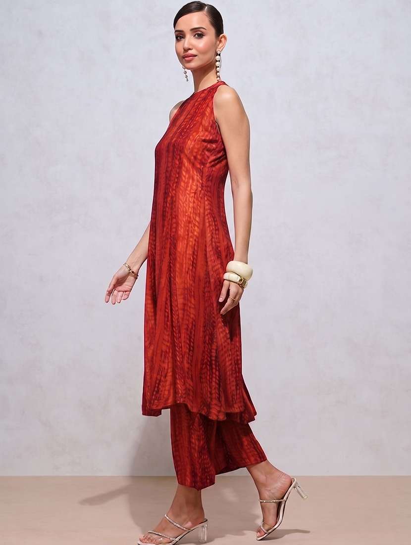 women printed sleeveless kurta pant set - 22595921 -  Standard Image - 3