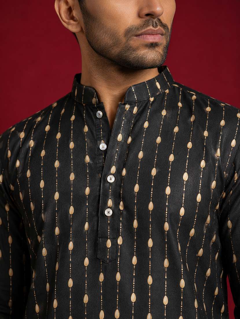 men printed mandarin neck short kurta - 22595949 -  Standard Image - 5
