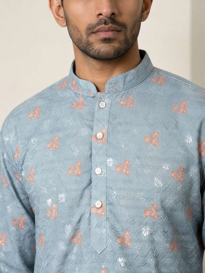 men printed mandarin neck short kurta - 22595951 -  Standard Image - 5