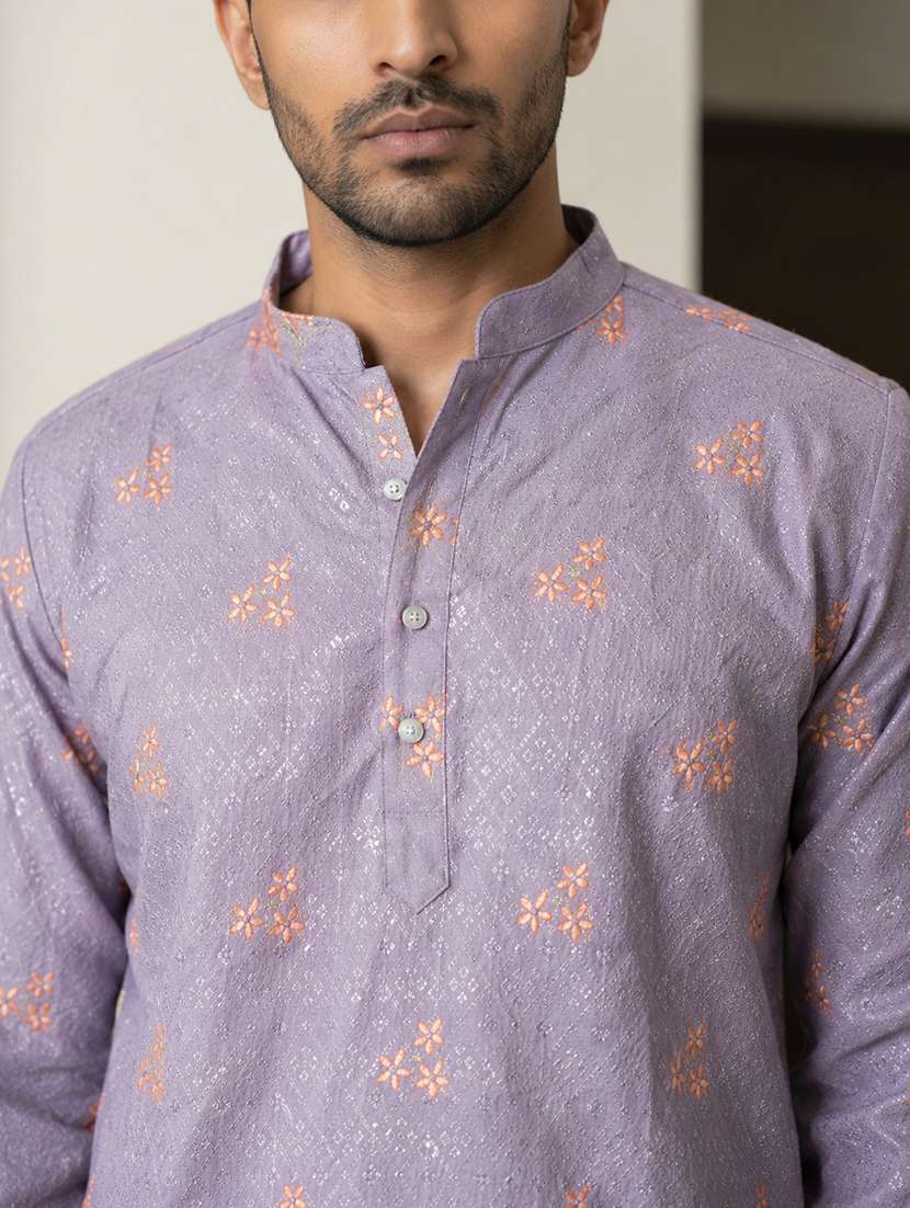 men printed mandarin neck short kurta - 22595952 -  Standard Image - 5