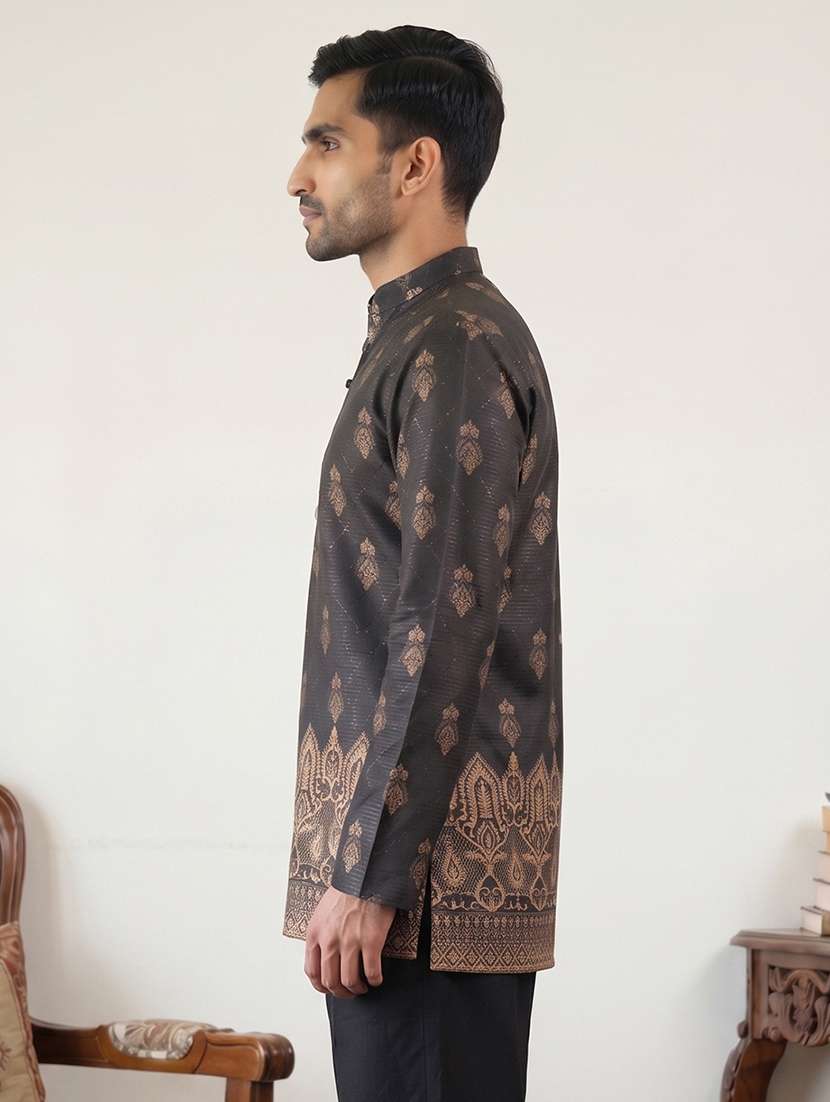 men printed mandarin neck short kurta - 22595954 -  Standard Image - 3