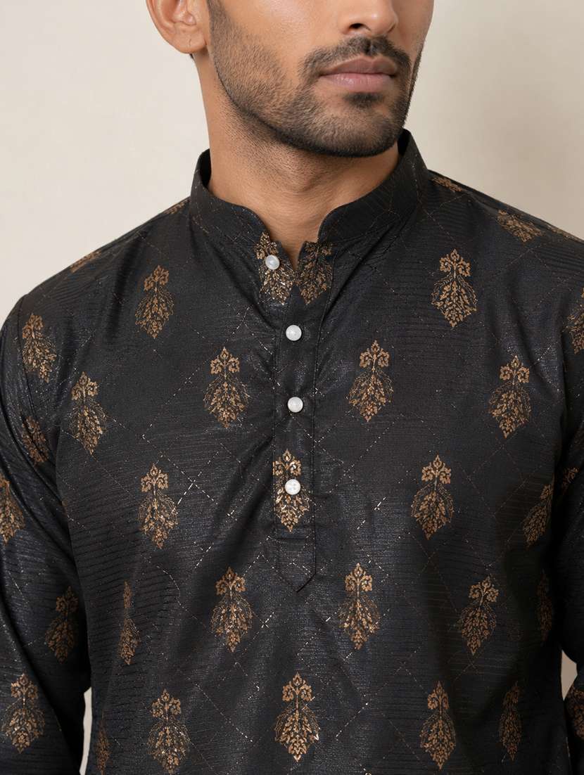 men printed mandarin neck short kurta - 22595954 -  Standard Image - 5