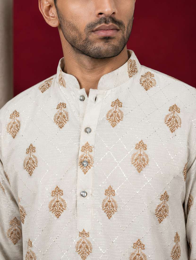 men printed mandarin neck short kurta - 22595955 -  Standard Image - 5
