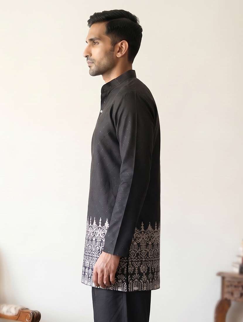 men printed mandarin neck short kurta - 22595956 -  Standard Image - 3
