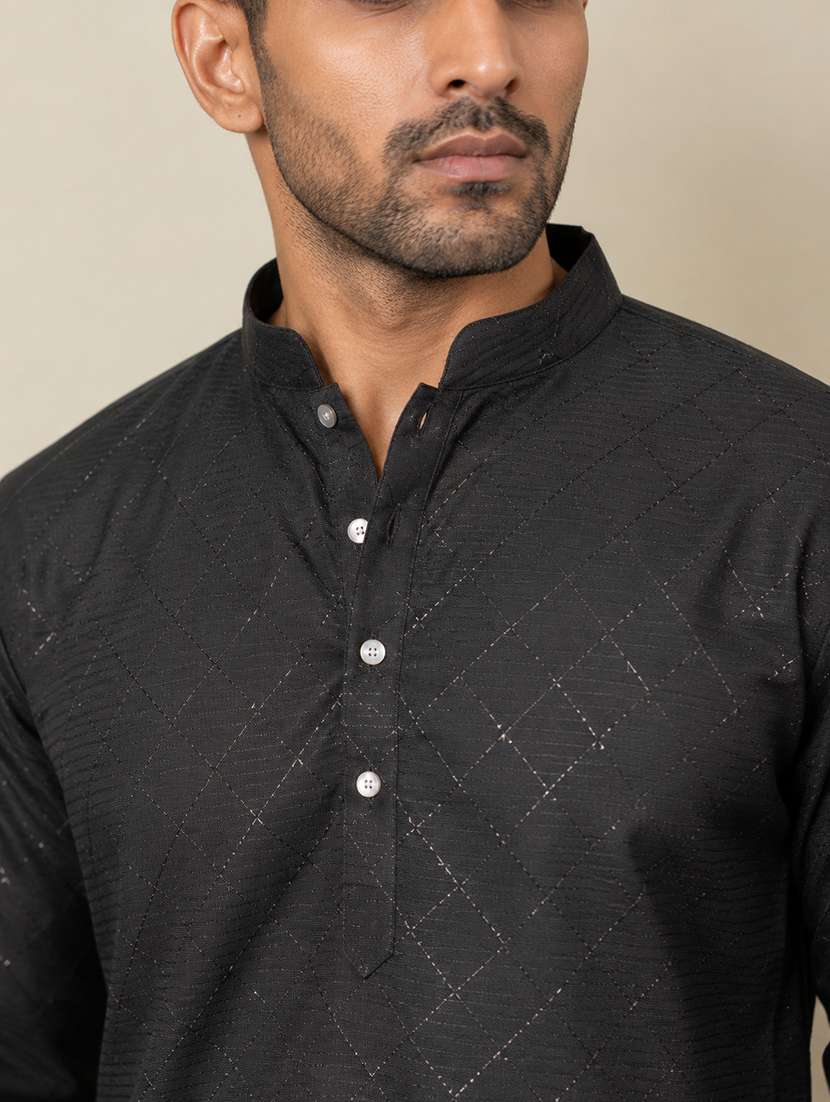 men printed mandarin neck short kurta - 22595956 -  Standard Image - 5