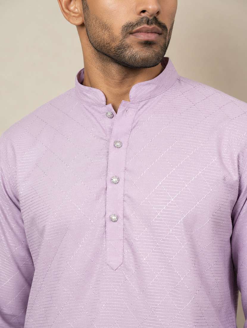 men printed mandarin neck short kurta - 22595957 -  Standard Image - 5