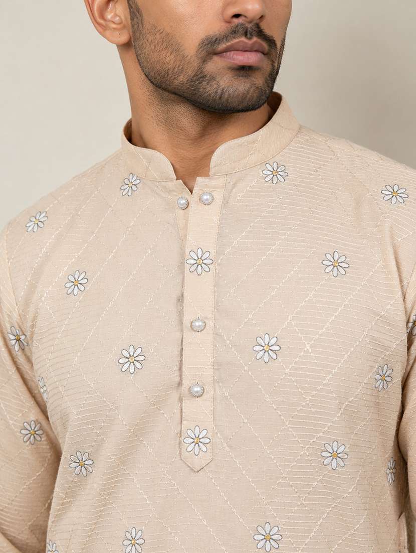 Men Printed Mandarin Neck Short Kurta - 22595958 -  Standard Image - 5