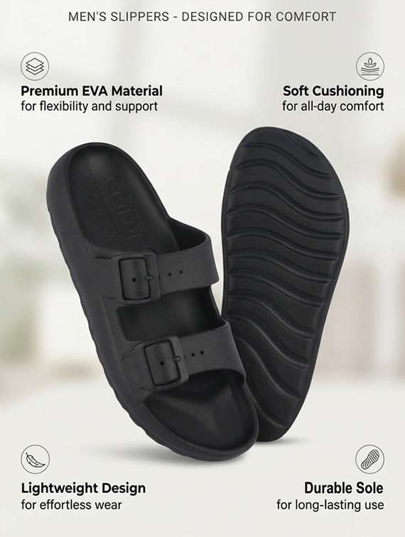 men solid slip on slider - 22596031 -  Standard Image - 3