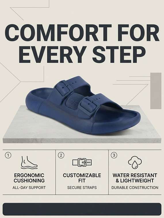 men solid slip on slider - 22596033 -  Standard Image - 3