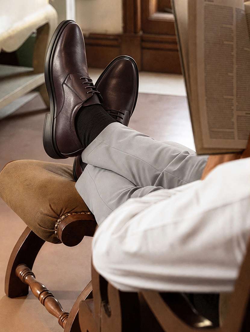 men solid lace up derby shoes - 22596111 -  Standard Image - 3