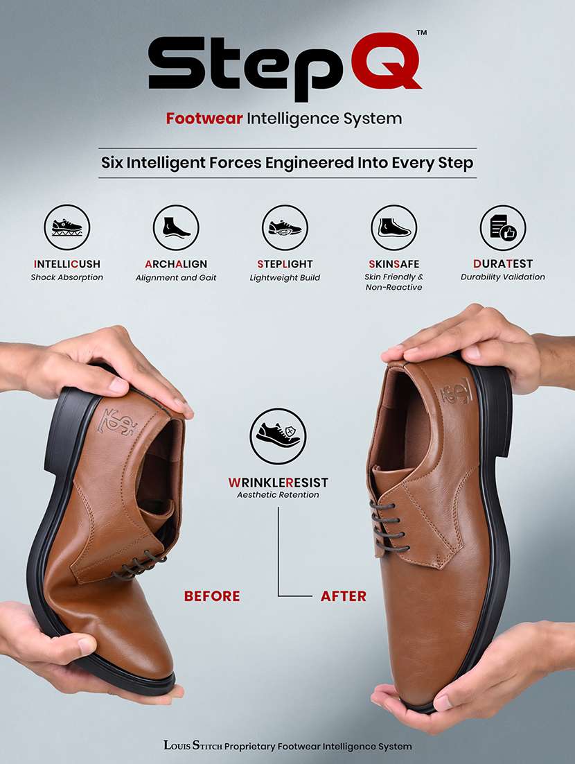 Men Solid Lace Up Derby Shoes - 22596112 -  Standard Image - 5