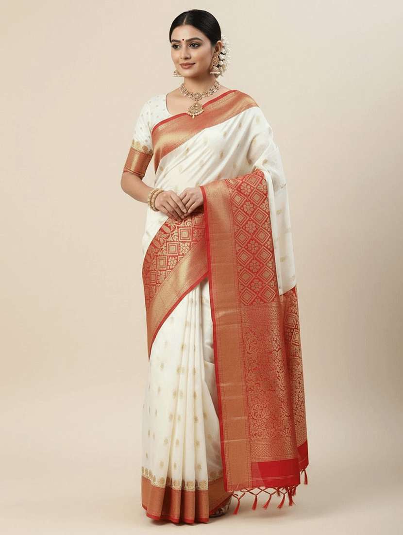 women self design banarasi saree with blouse