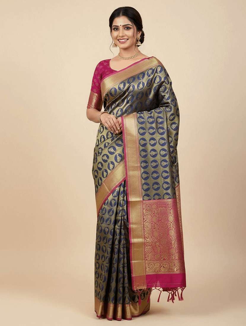 women self design banarasi saree with blouse