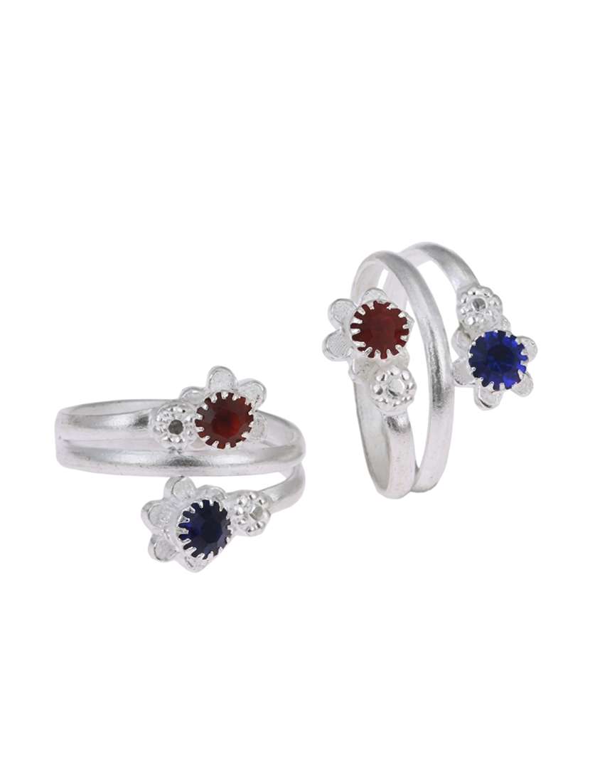women oxidised adjustable toe ring set 