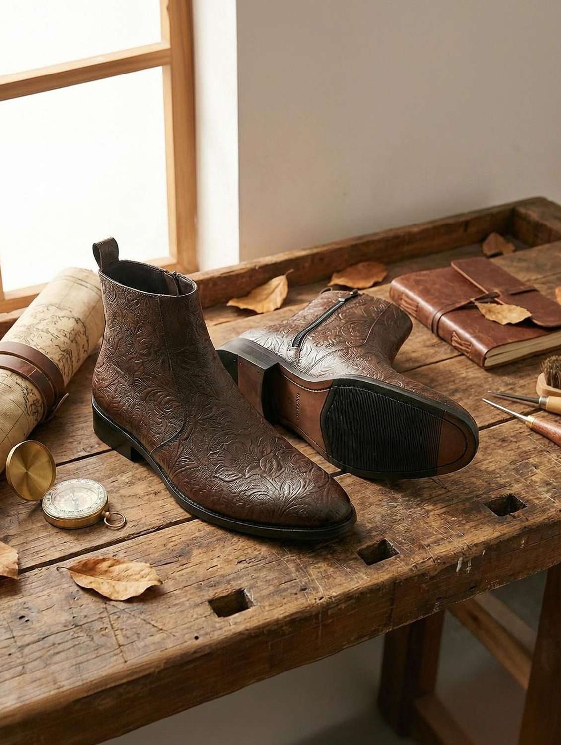 men textured high ankle boots