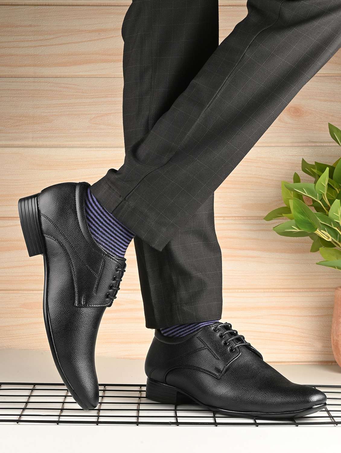 men solid lace up derby shoes - 22596201 -  Standard Image - 3