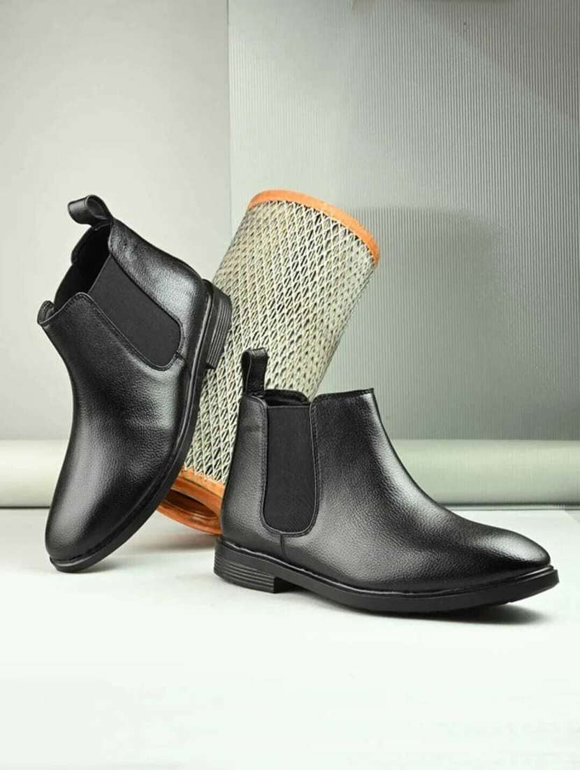 men solid high ankle boots
