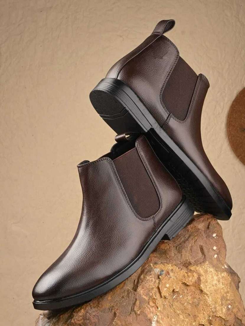 men solid high ankle boots