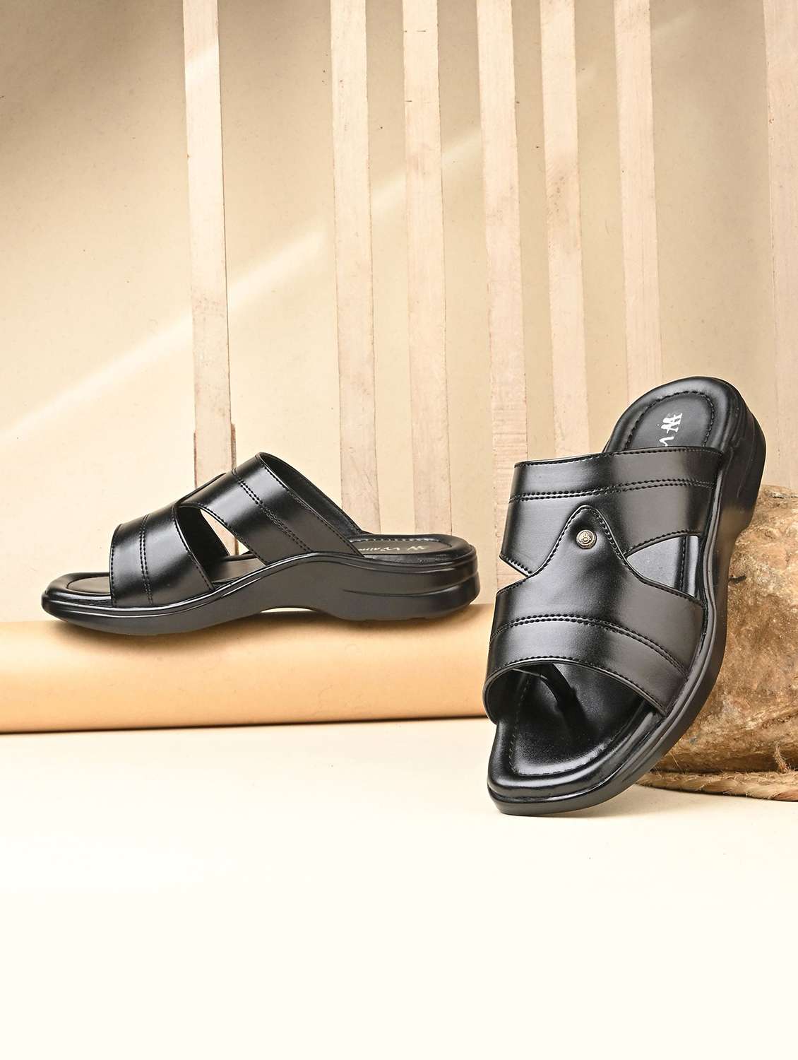 men solid toe separator slipper