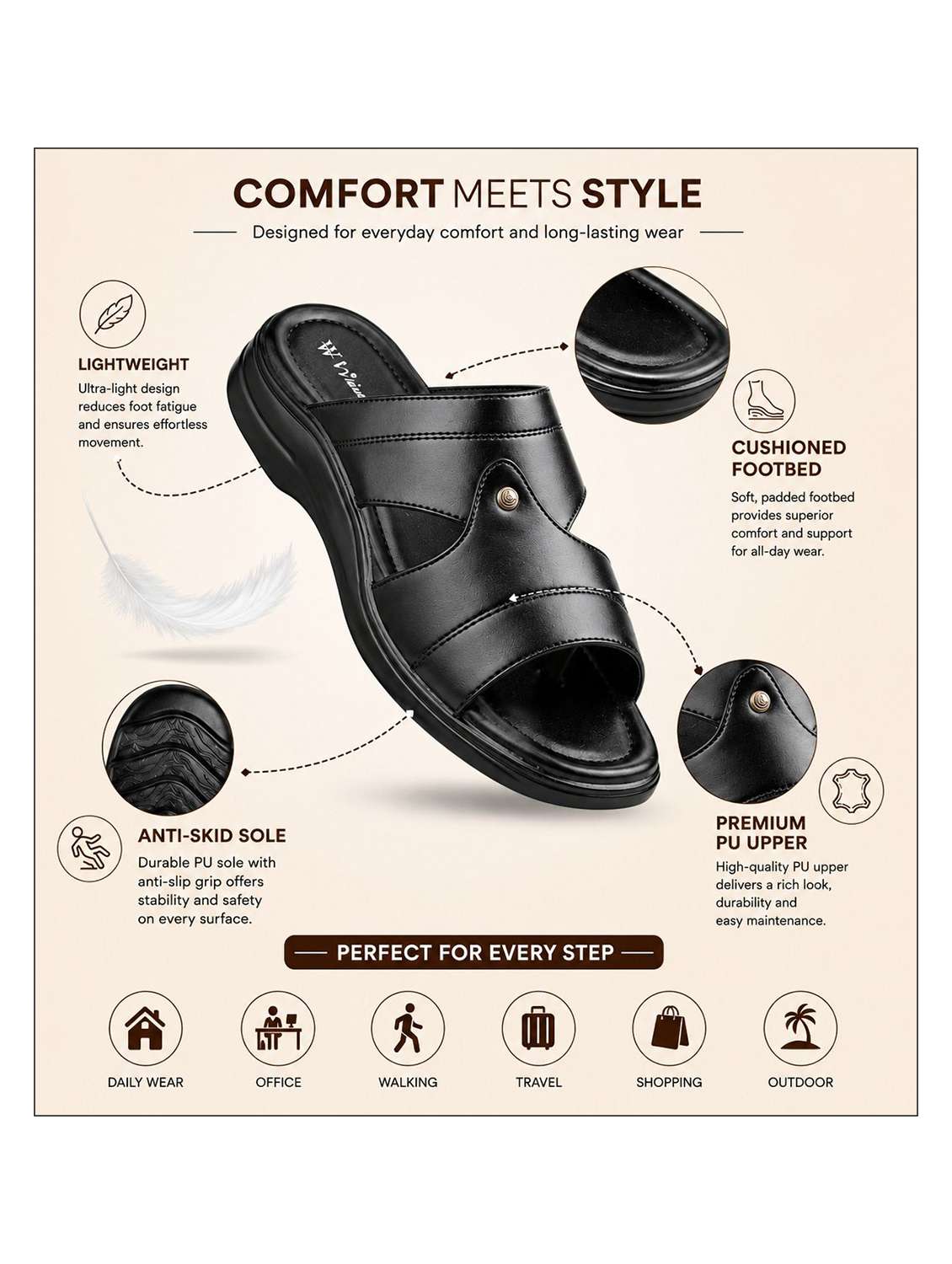 men solid toe separator slipper - 22596216 -  Standard Image - 5