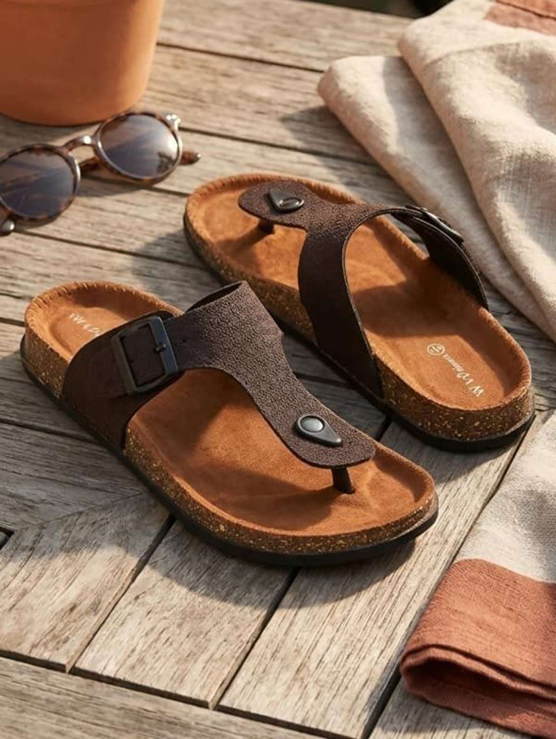 men textured toe separator sandal