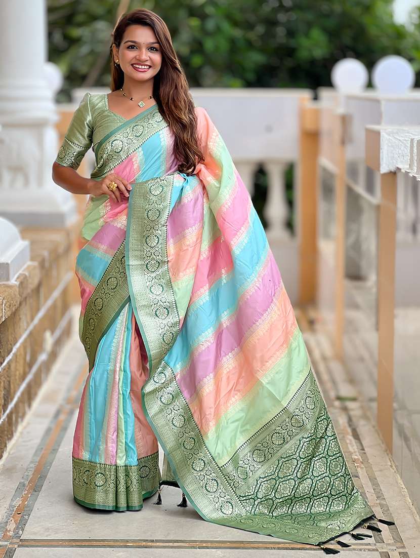 women self design banarasi saree with blouse