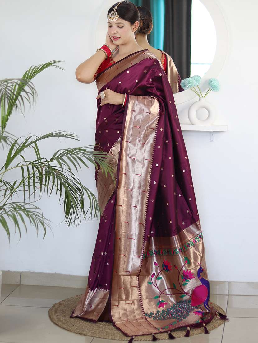 women self design paithani saree with blouse