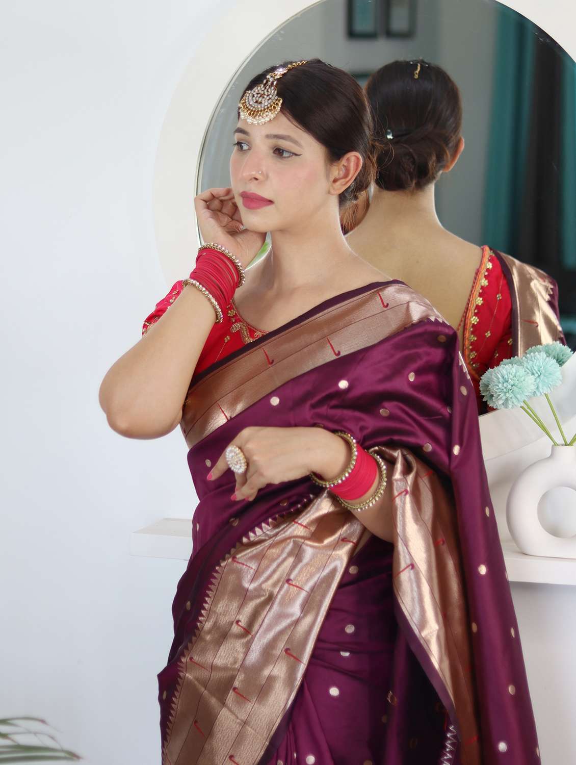 Women Self Design Paithani Saree With Blouse - 22596404 -  Standard Image - 3