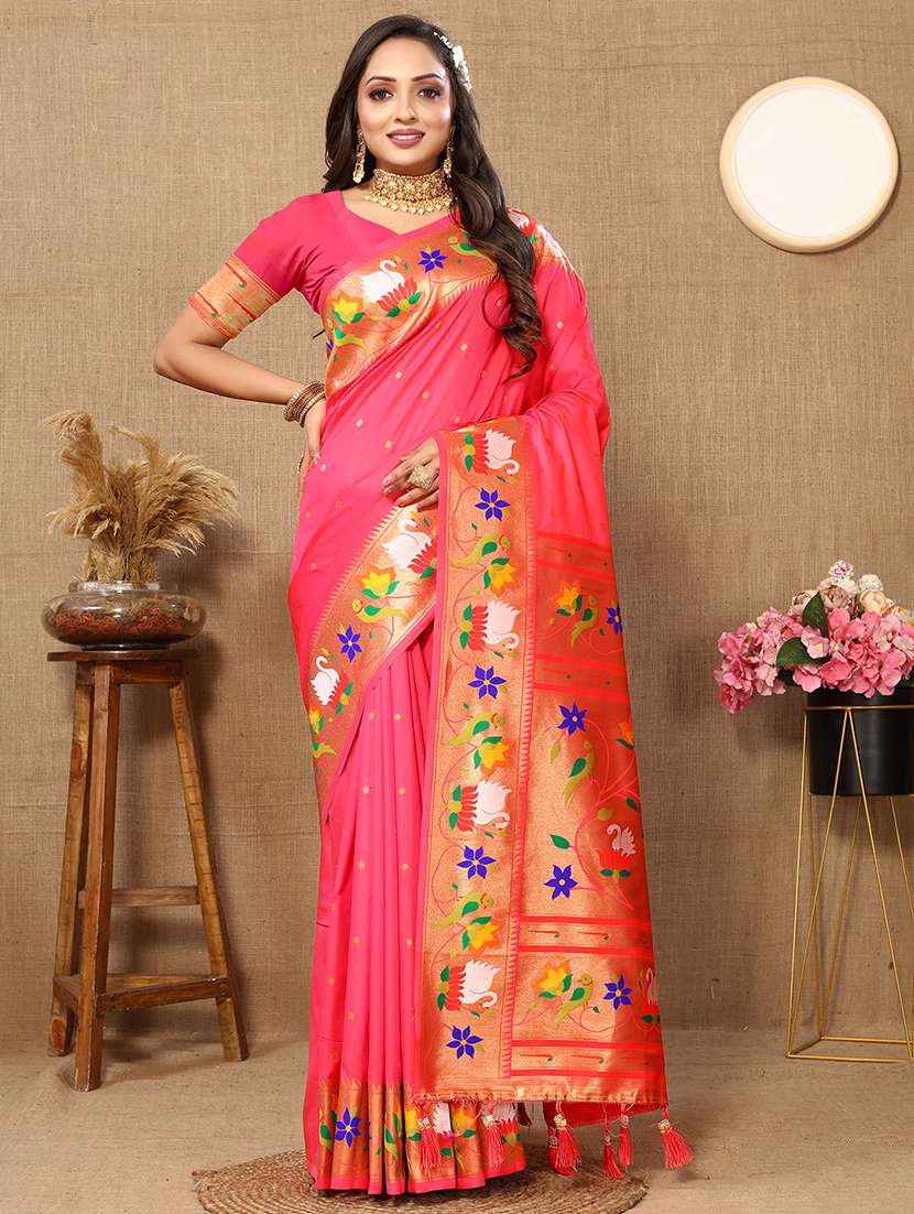 women self design paithani saree with blouse