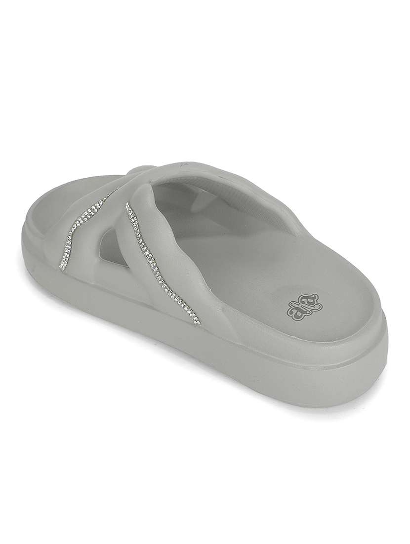 women embellished slip on slider - 22596825 -  Standard Image - 3