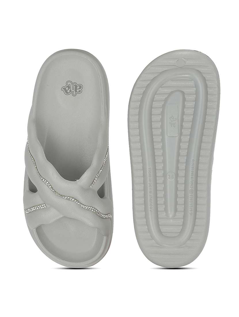women embellished slip on slider - 22596825 -  Standard Image - 5