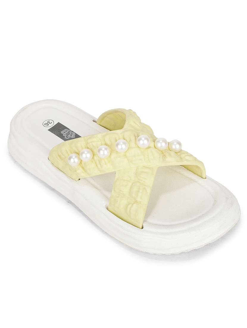 women embellished slip on slider
