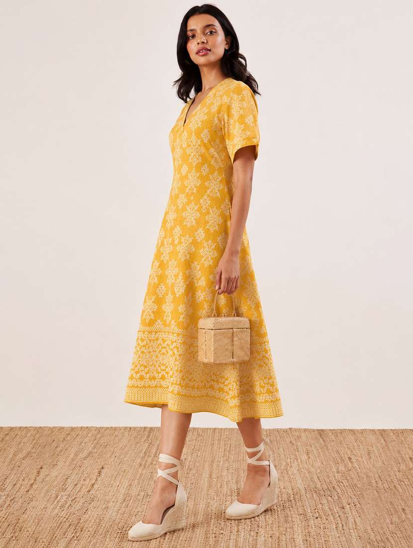 women printed short sleeves a-line dress - 22597009 -  Standard Image - 3