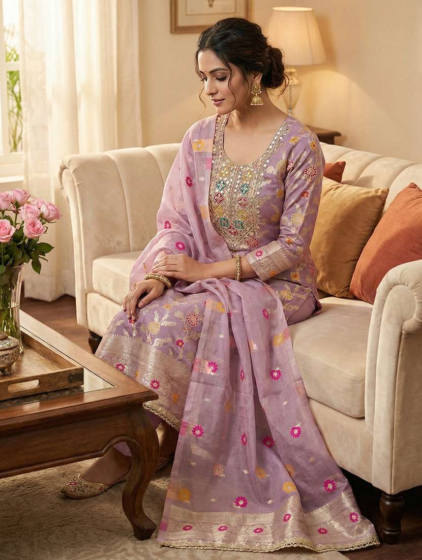 women self design unstitched suit set